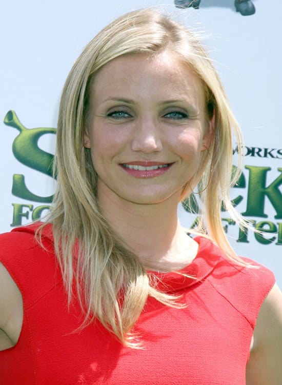 Cameron Diaz on the green carpet at the 'Shrek Forever After' LA premiere held at the Gibson Amphitheatre in Universal City on May 16, 2010