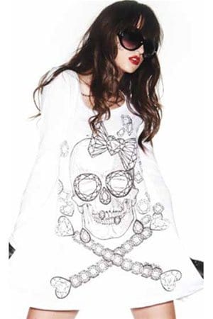 Lauren Moshi Fiona Jewelry Skull Long Sleeve Shirt Dress