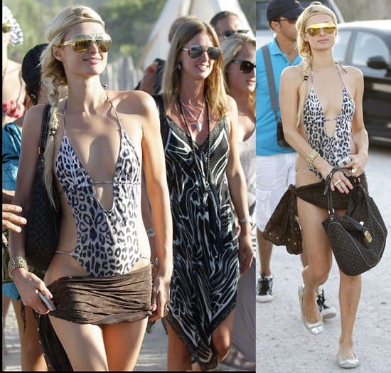 Paris Hilton and Nicky Hilton visit the St. Tropez Nikki Beach Club at Pampelonne Beach in Saint Tropez