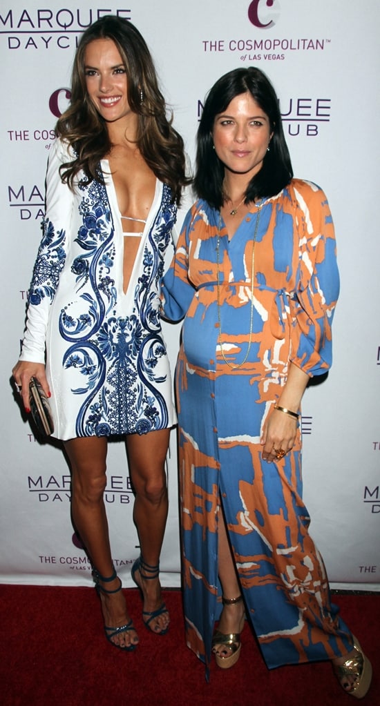 Alessandra Ambrosio and Selma Blair attend the opening of Marquee Dayclub in Las Vegas on April 9, 2011