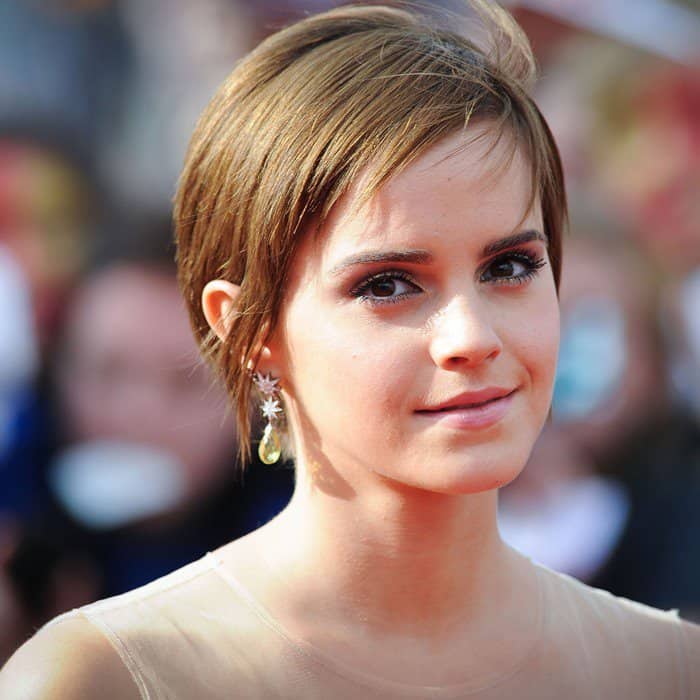 Emma Watson attends the world premiere of 'Harry Potter and the Deathly Hallows Part 2' held at Trafalgar Square in London, England on July 7, 2011