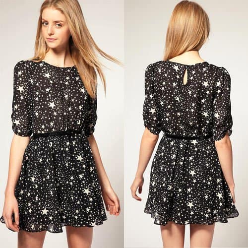 ASOS PETITE belted star dress with print