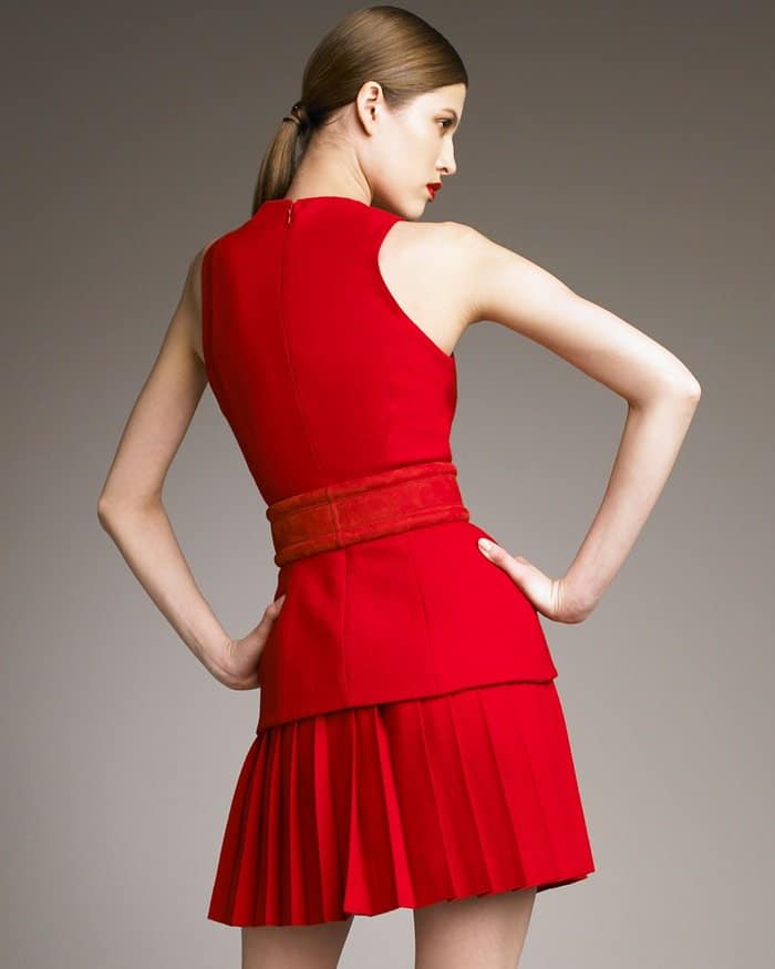 Alexander McQueen Red Pleated-Skirt Dress