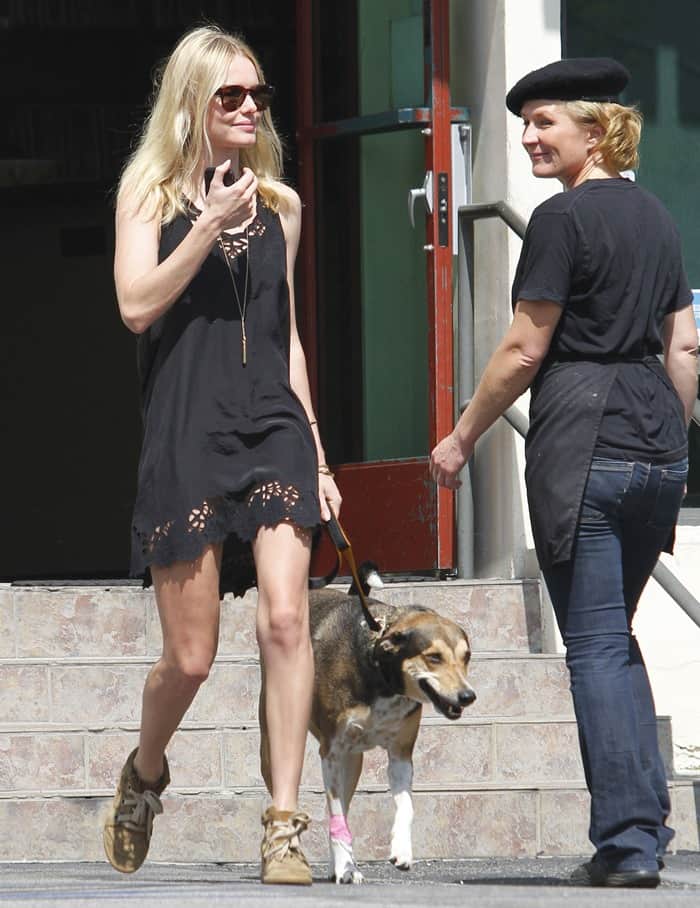 Kate Bosworth leaving a veterinary surgery with her dog in West Hollywood