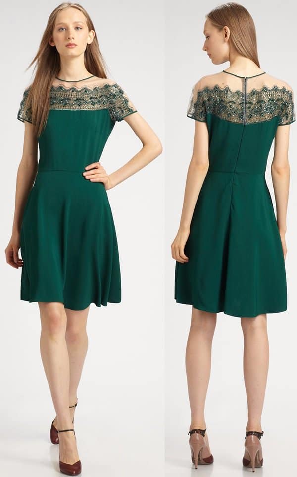 Valentino Beaded Dress in Emerald