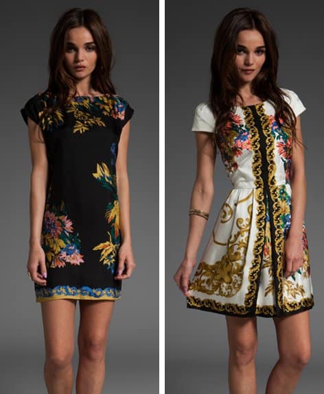 Tibi Baroque Scarf Print Shift Dress and Cap Sleeve Dress