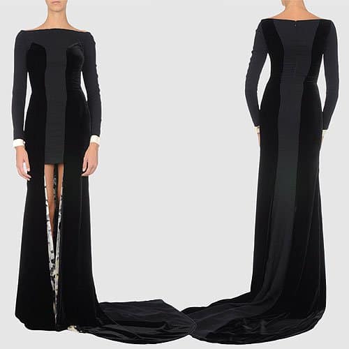 Vionnet Crepe and Velvet Long Dress