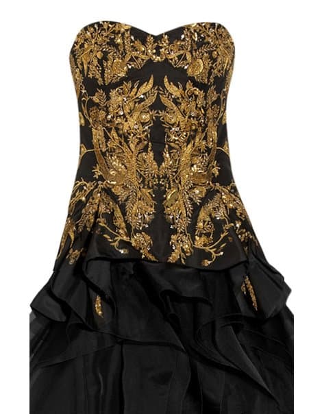 Alexander McQueen Embroidered Silk Faille and Organza Dress