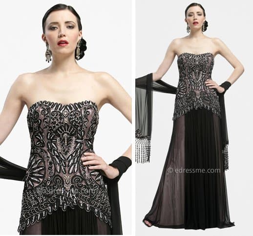 Sue Wong Strapless Vintage-Inspired Gown