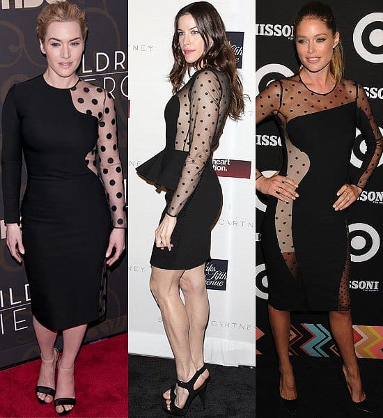 Kate Winslet at the 'Mildred Pierce' New York Premiere in NYC on March 21, 2011; Liv Tyler at the Stella McCartney Personal Appearance shop launch in NYC on May 4, 2011; Doutzen Kroes at the Target For Missoni Pop Up Store in NYC on September 7, 2011