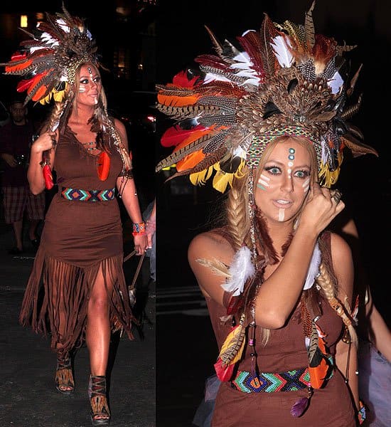 Aubrey O'Day leaves a Halloween Party from the Roosevelt in Hollywood, California on October 28, 2012