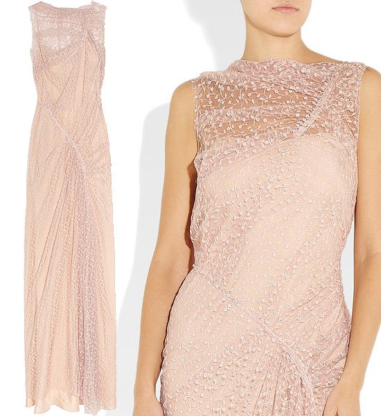 Nina Ricci draped floral lace gown