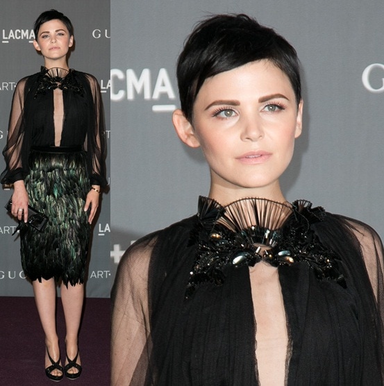 Actress Ginnifer Goodwin arrives in a crystal-embellished black dress at LACMA 2012 Art + Film Gala Honoring Ed Ruscha and Stanley Kubrick