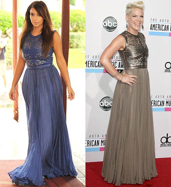 Who do you think wore her Catherine Deane gown better, Kim Kardashian or Pink?