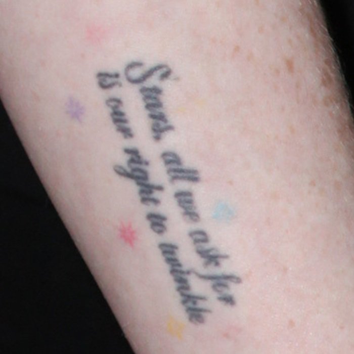 Lindsay Lohan's quote tattoo from Marilyn Monroe