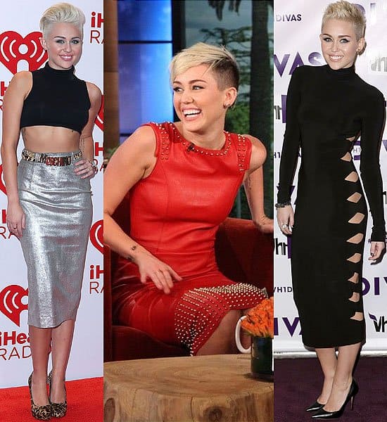 Miley Cyrus at the iHeartRadio Music Festival at MGM Grand Garden Arena in Las Vegas, Nevada on September 21, 2012; On 'The Ellen DeGeneres Show' on November 8, 2012; At the VH1 Divas 2012 at The Shrine Auditorium in LA on December 16, 2012
