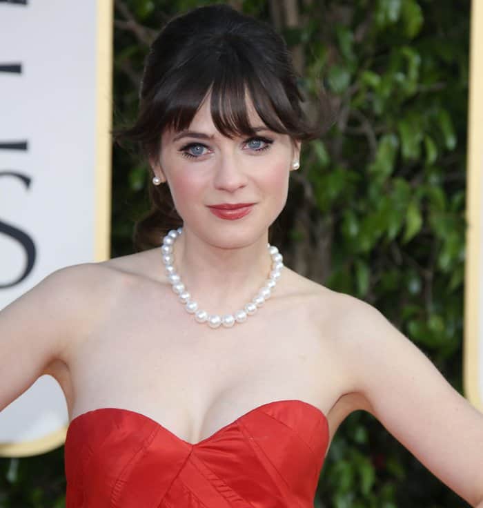 Zooey Deschanel at the 70th Annual Golden Globe Awards held at the Beverly Hilton Hotel