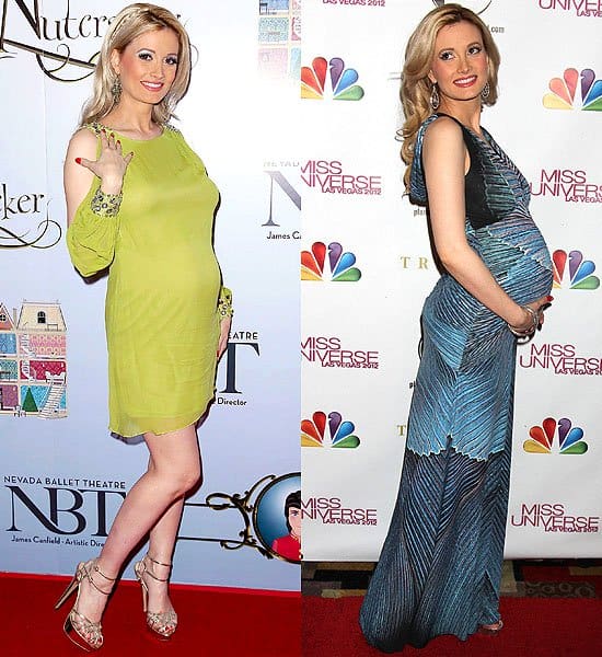 Holly Madison at the Nevada Ballet Theatre's premiere of an all-new production of 'The Nutcracker' at The Smith Center for the Performing Arts in Las Vegas, Nevada on December 15, 2012; At the Miss Universe Las Vegas 2012 at Planet Hollywood in Las Vegas, Nevada on December 19, 2012