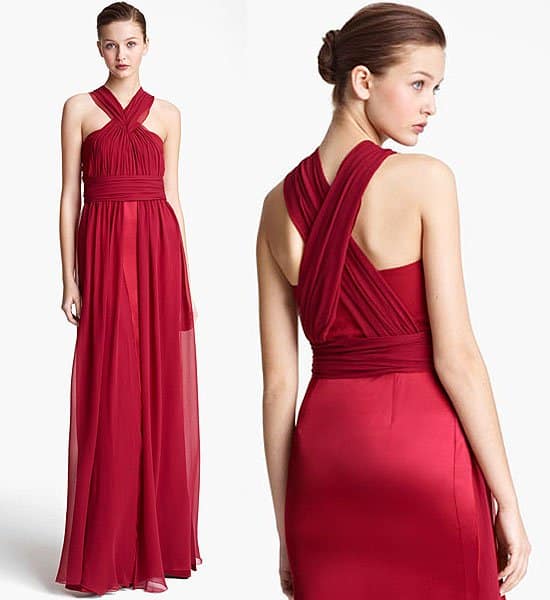 Vionnet ruched chiffon and satin gown