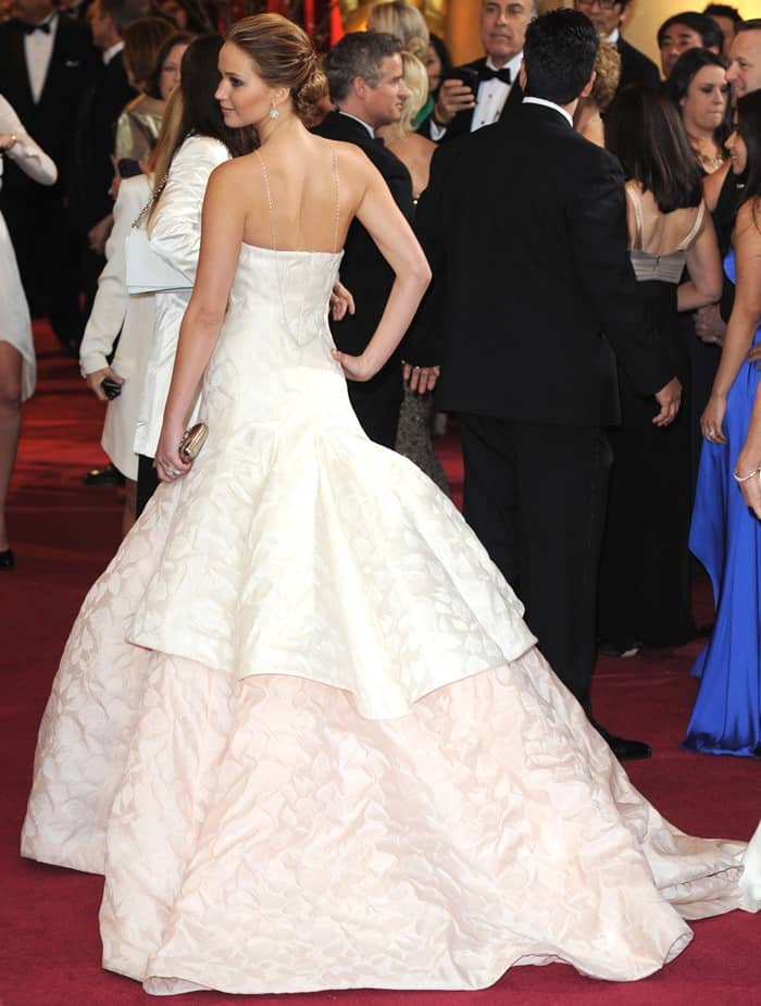 Jennifer Lawrence arrives at the 85th Academy Awards ceremony