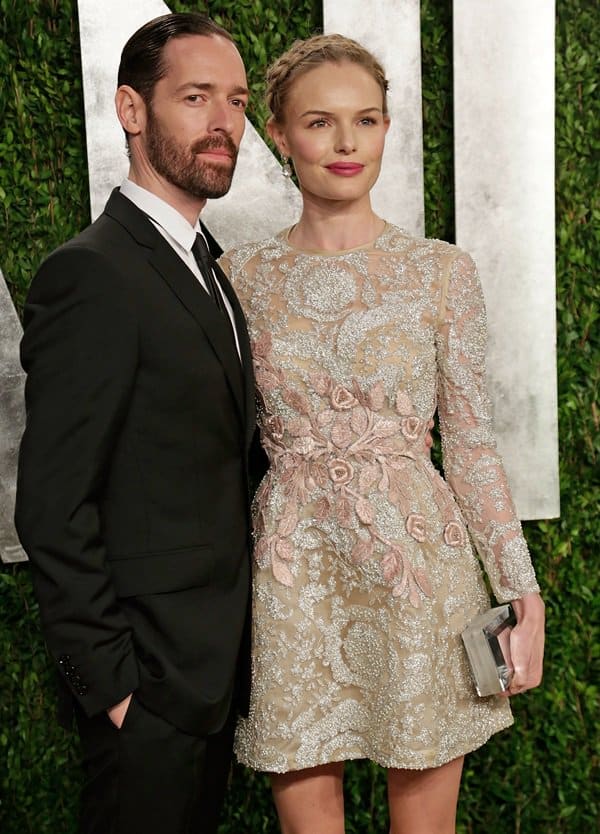 Writer Michael Polish and Actress Kate Bosworth arrive at the 2013 Vanity Fair Oscar Party