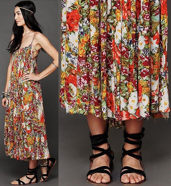 Free People FP ONE Criss Cross Florals Maxi Dress