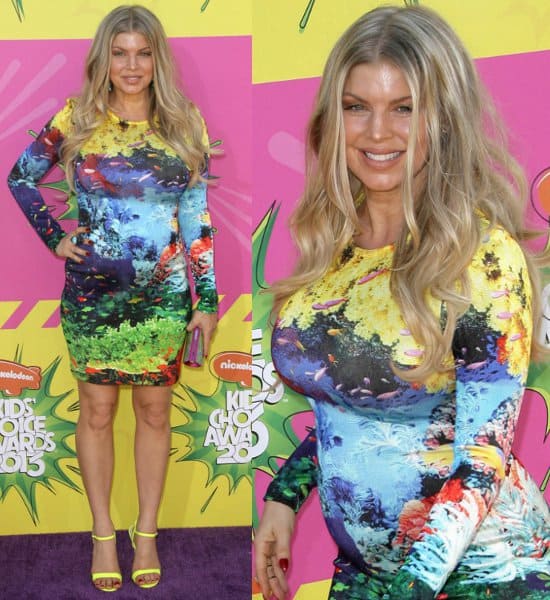 Fergie flaunts her legs in an aquarium dress at Nickelodeon's 26th Annual Kids' Choice Awards