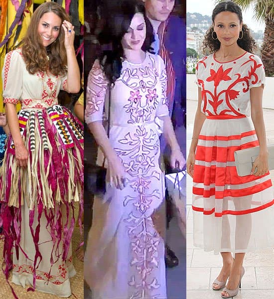 Kate Middleton, Katy Perry, and Thandie Newton in Temperley London