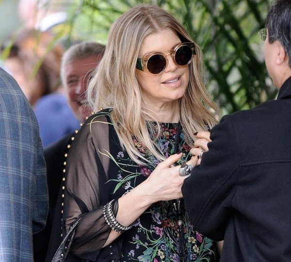 Fergie's floral-printed caftan silk dress from Gucci