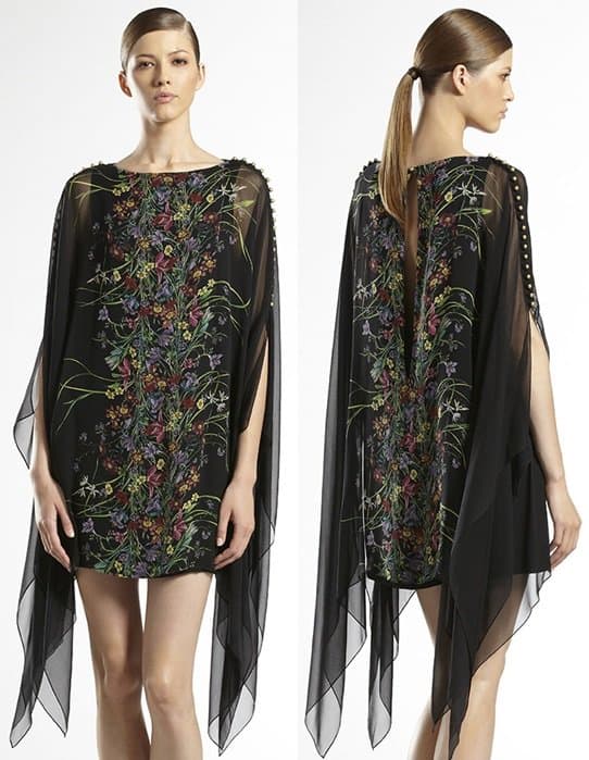 Gucci Flower-Print Silk Georgette Caftan Dress