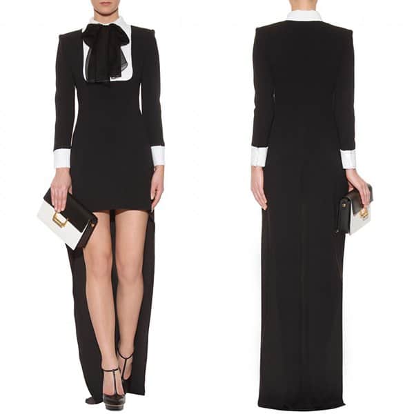 Saint Laurent Sequin-Embellished Stretch-Crepe High-Low Gown
