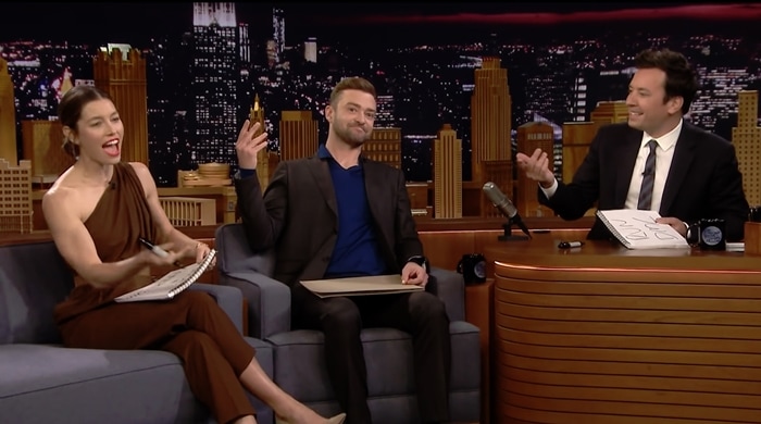 Jessica Biel and Justin Timberlake, pictured during an appearance on NBC's The Tonight Show Starring Jimmy Fallon in November 2018, have been married since 2012