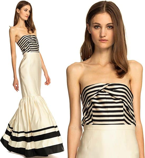 Katie Ermilio Fit & Flare Multi Stripe Gown