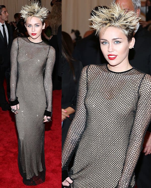 Miley Cyrus arrives at the PUNK Chaos to Couture Costume Institute Gala at The Metropolitan Museum of Art on May 6, 2013