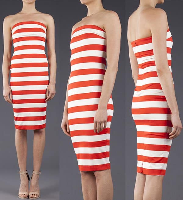 Roberto Rodriguez Striped Strapless Dress