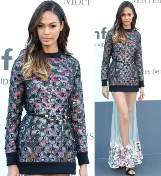 Joan Smalls sporting a confused look at the amfAR Cinema Against AIDS gala