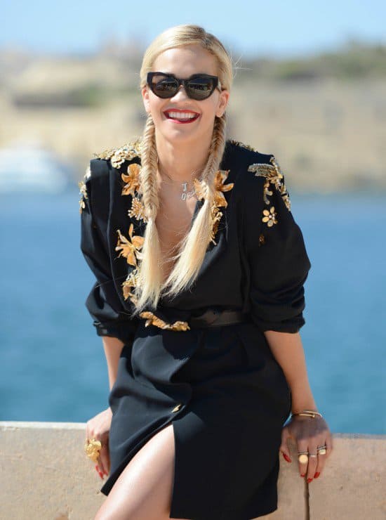 Rita Ora wears Emanuel Ungaro's dress coat at the Isle of MTV concert photocall in Malta
