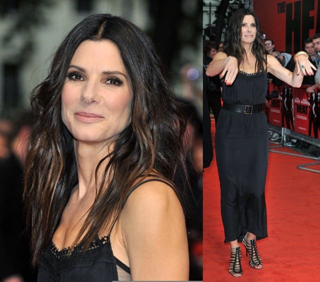 Sandra Bullock in a Victoria Beckham dress at the UK premiere of 'The Heat' at the Curzon Mayfair in London on June 13, 2013
