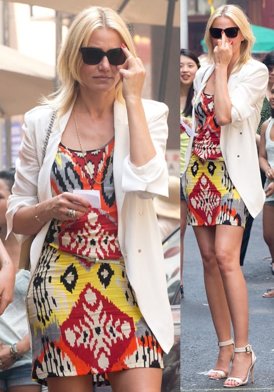 Cameron Diaz shooting scenes for her new movie, 'The Other Woman', in New York on June 24, 2013