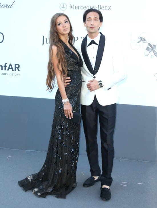 Adrien Brody and Lara Lieto at the 66th Cannes Film Festival for amfAR's 20th Annual Cinema Against AIDS in Cannes, France on May 23, 2013