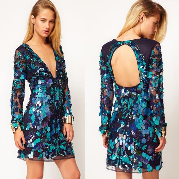 ASOS Revive Sequin Dress with Cut Out Back