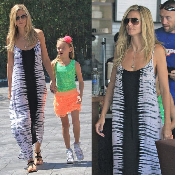Heidi Klum, along with bodyguard-turned-boyfriend Martin Kristen and her daughters, stopping for coffee in Brentwood, Los Angeles, on August 8, 2013