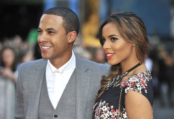 Rochelle Humes of The Saturdays arriving with husband Marvin at the world premiere of 'One Direction: This Is Us' in London on August 20, 2013
