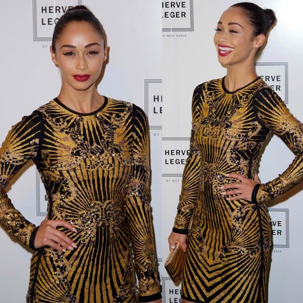 Cara Santana at the Herveé Léger show at the Spring 2014 Mercedes-Benz Fashion Week in New York City on September 7, 2013