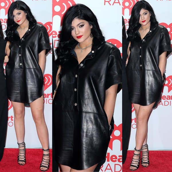 Kylie Jenner slipped into a cute Acne Studios Marla leather dress
