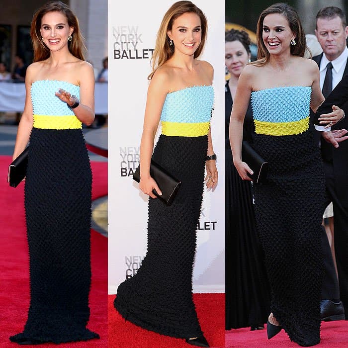 Stunning and elegant: Natalie Portman in a Christian Dior Fall 2013 strapless column gown