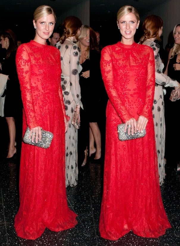 Nicky Hilton wearing a Valentino embroidered lace gown