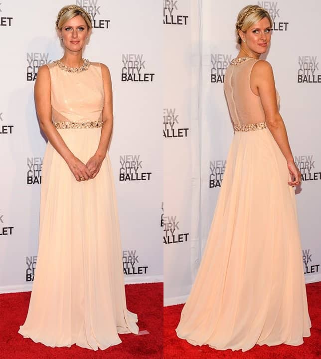 Nicky Hilton graced the New York City Ballet Gala in a nude beaded gown by Kathy Hilton Design