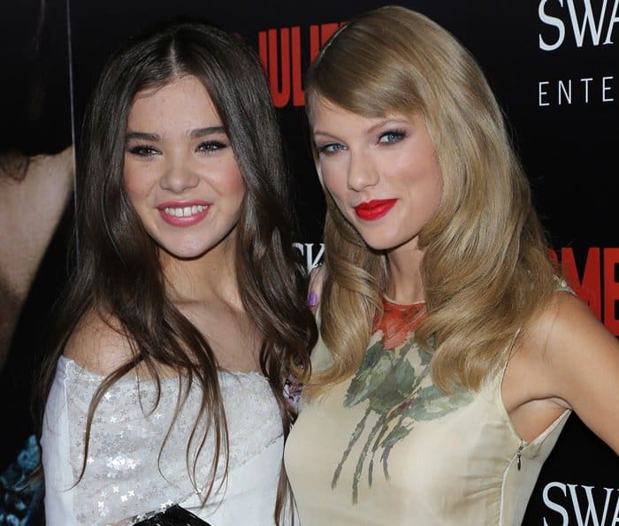 Taylor Swift and squad member Hailee Steinfeld at the premiere of Relativity Media's Romeo and Juliet