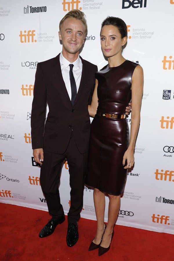 Celebrity couple Tom Felton and Jade Olivia, on the other hand, did not seem to mind dressing alike in Burberry Prorsum